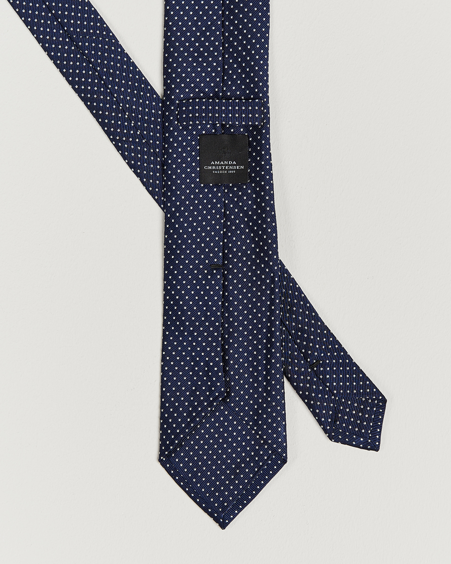 Homme | Cravates | Amanda Christensen | Micro Dot Classic Tie 8 cm Navy/White