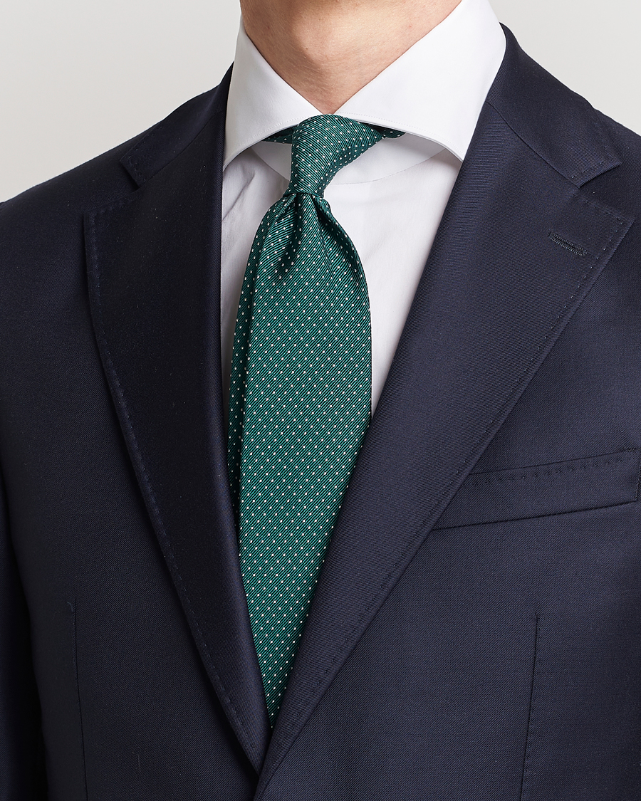 Homme | Cravates | Amanda Christensen | Micro Dot Classic Tie 8 cm Green/White