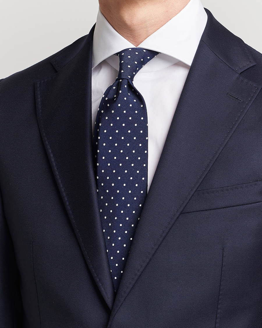 Homme | Cravates | Amanda Christensen | Dot Classic Tie 8 cm Navy/White