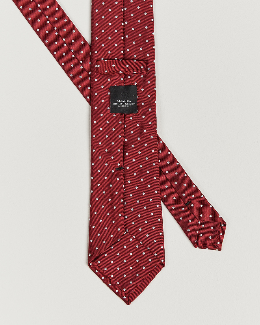 Homme | Cravates | Amanda Christensen | Dot Classic Tie 8 cm Wine/White