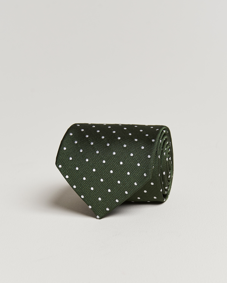Homme | Cravates | Amanda Christensen | Dot Classic Tie 8 cm Green/White