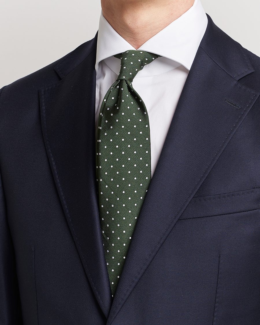 Homme | Cravates | Amanda Christensen | Dot Classic Tie 8 cm Green/White