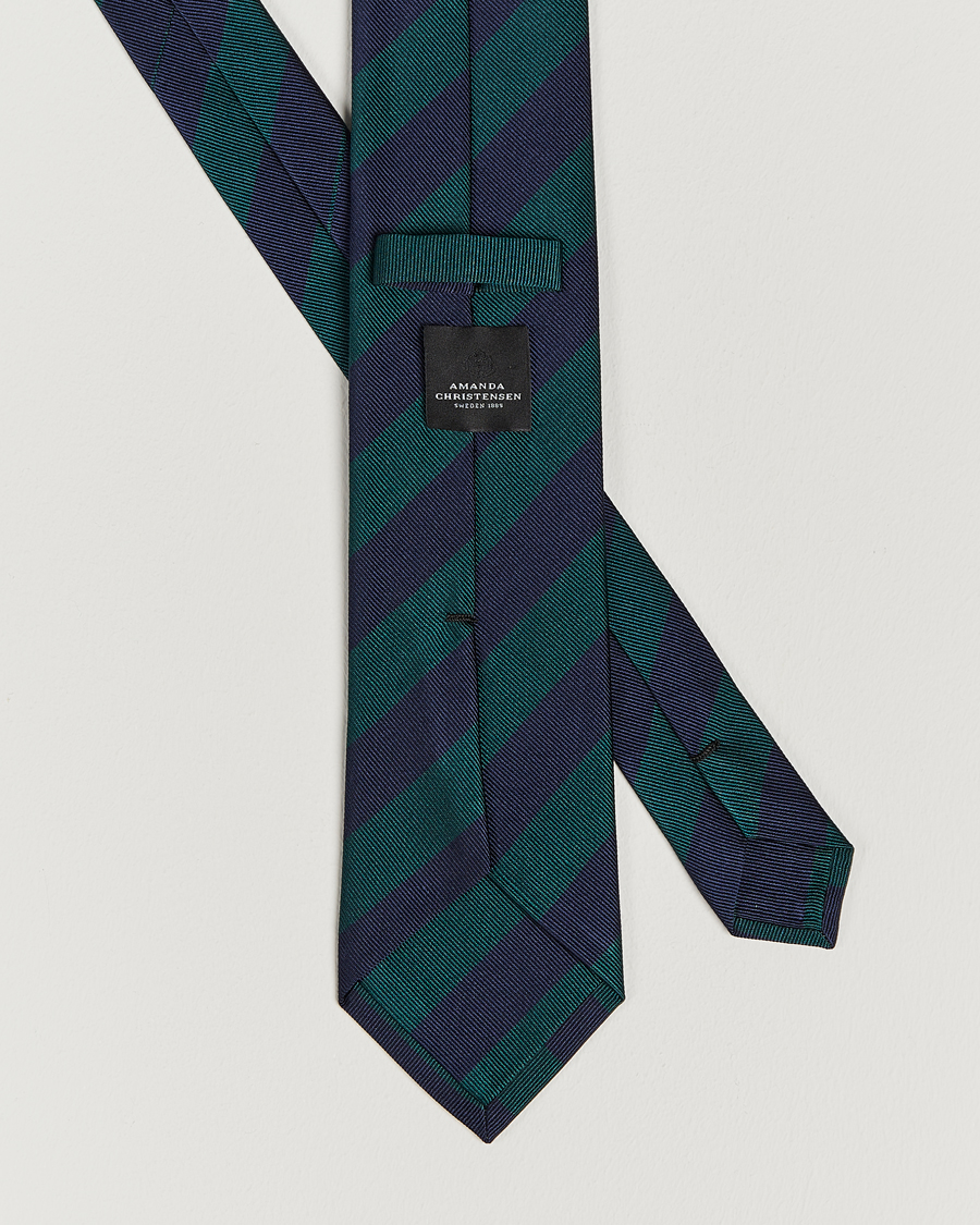 Homme | Cravates | Amanda Christensen | Regemental Stripe Classic Tie 8 cm Green/Navy