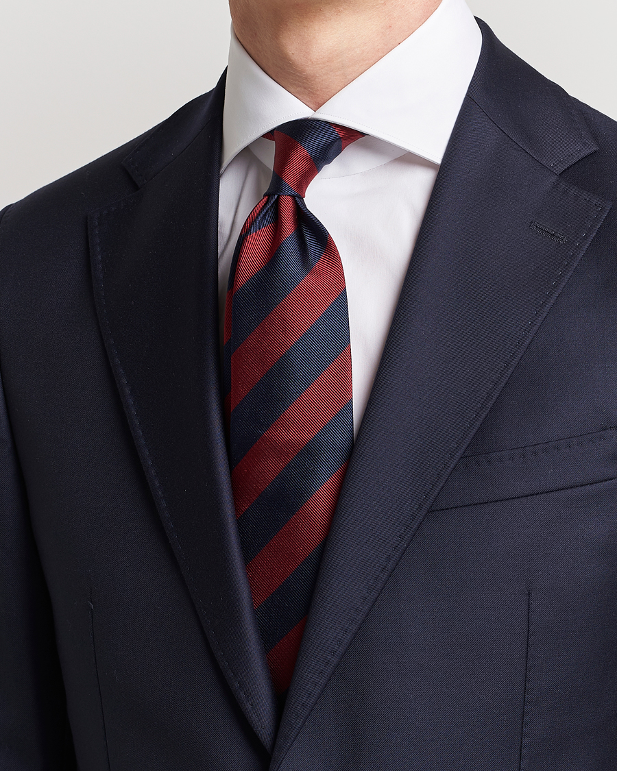 Homme | Cravates | Amanda Christensen | Regemental Stripe Classic Tie 8 cm Wine/Navy