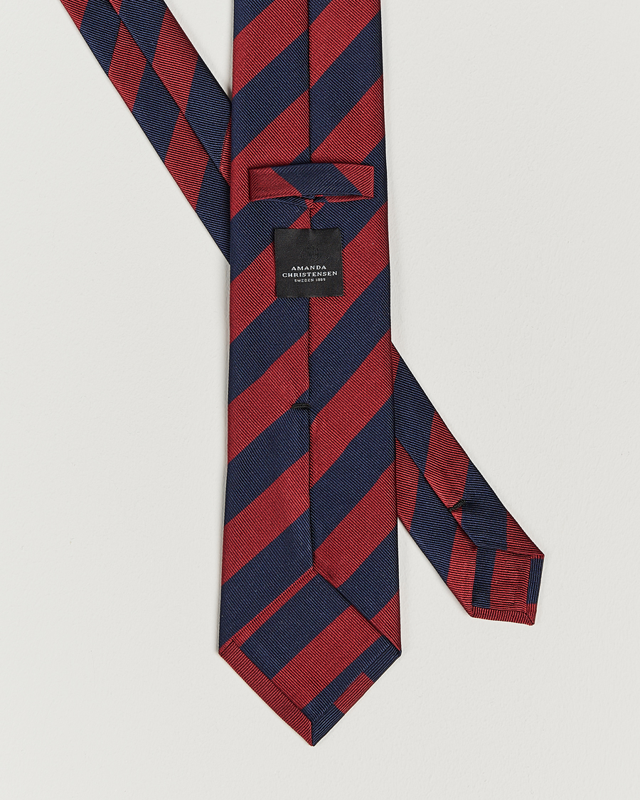 Homme | Amanda Christensen Regemental Stripe Classic Tie 8 cm Wine/Navy | Amanda Christensen | Regemental Stripe Classic Tie 8 cm Wine/Navy