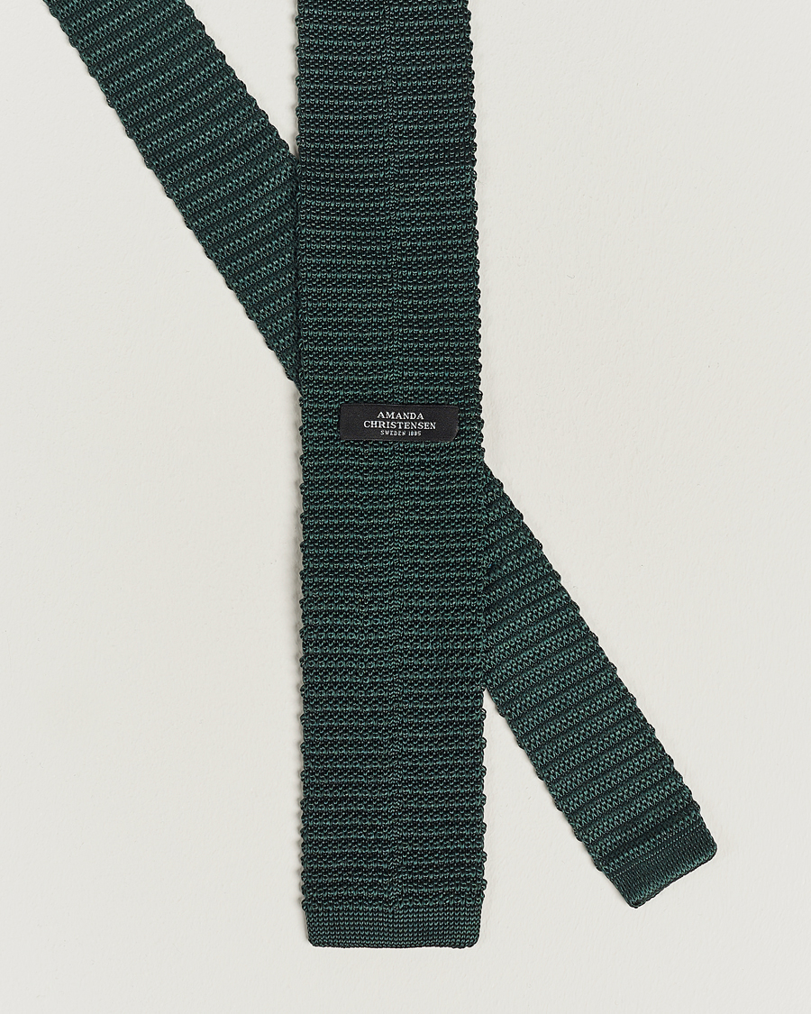 Homme | Cravates | Amanda Christensen | Knitted Silk Tie 6 cm Green
