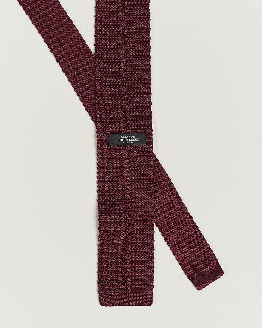Homme | Cravates | Amanda Christensen | Knitted Silk Tie 6 cm Wine Red