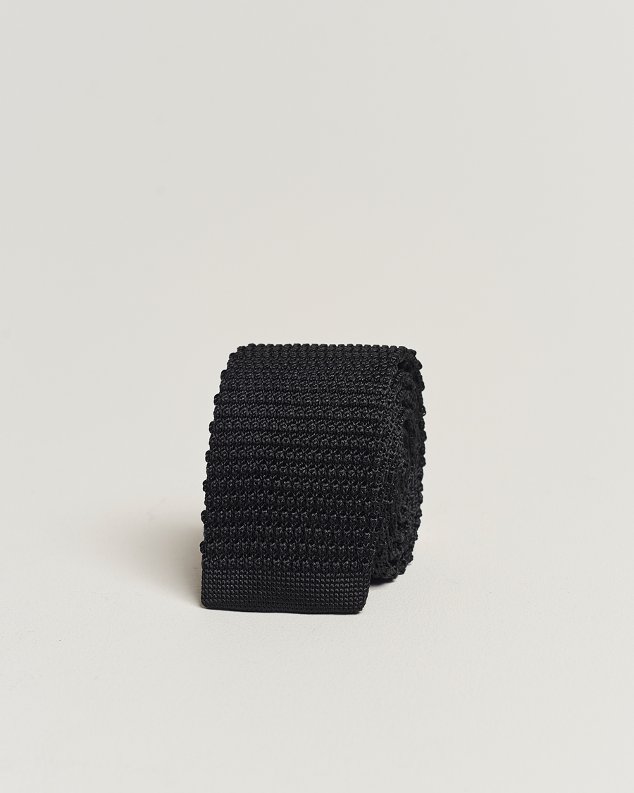 Homme | Cravates | Amanda Christensen | Knitted Silk Tie 6 cm Black