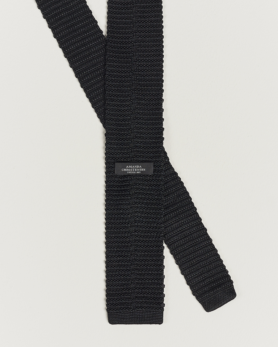 Homme | Cravates | Amanda Christensen | Knitted Silk Tie 6 cm Black