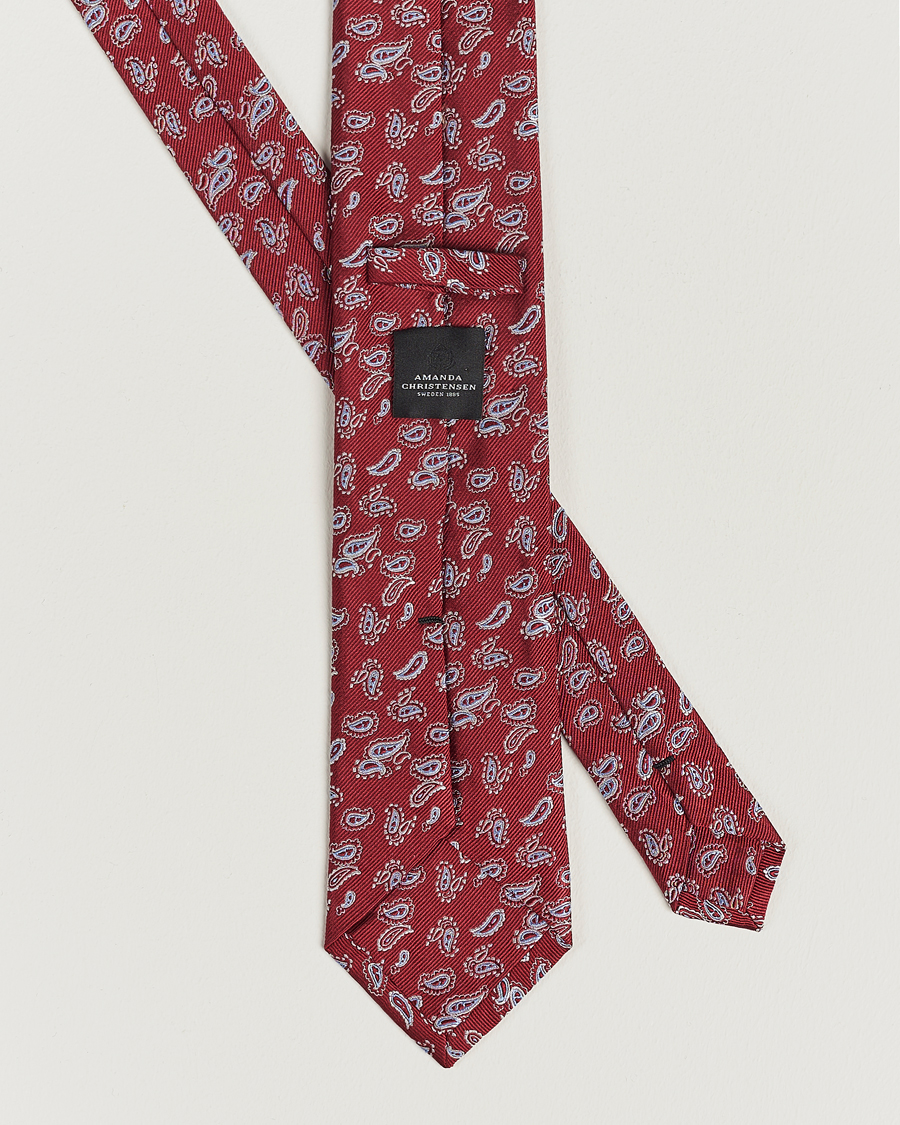Homme | Cravates | Amanda Christensen | Paisley Woven Silk Tie 8 cm Wine Red