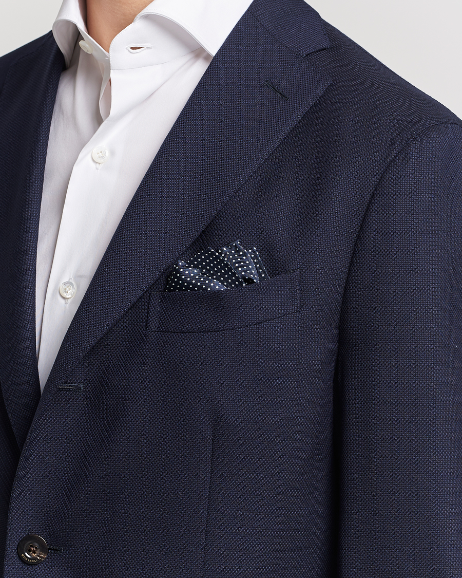Homme | Pochettes De Costume | Amanda Christensen | Handkerchief Dot Silk Navy