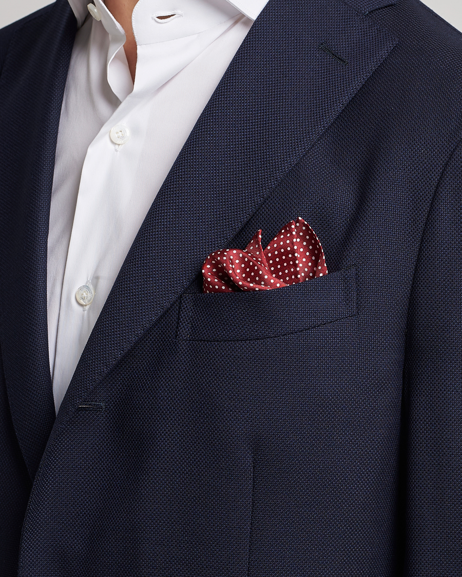 Homme | Pochettes De Costume | Amanda Christensen | Handkerchief Dot Silk Wine Red