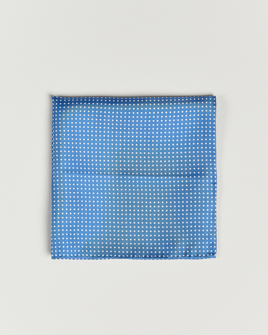 Homme | Pochettes De Costume | Amanda Christensen | Handkerchief Dot Silk Sky Blue