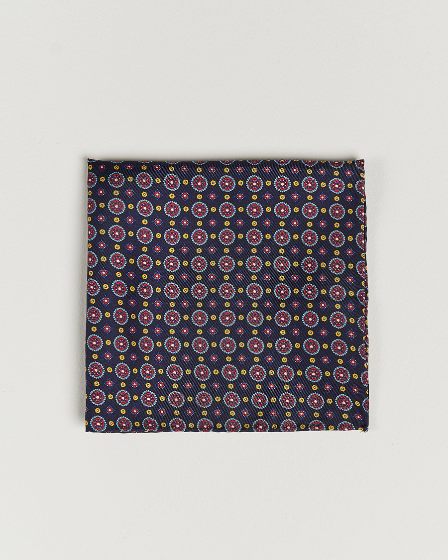 Homme | Pochettes De Costume | Amanda Christensen | Medallion Silk Pocket Square Navy