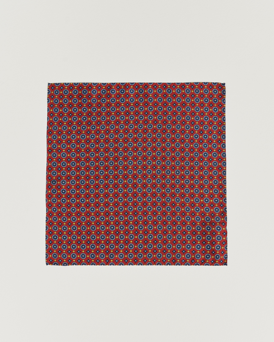 Homme | Pochettes De Costume | Amanda Christensen | Medallion Silk Pocket Square Wine Red