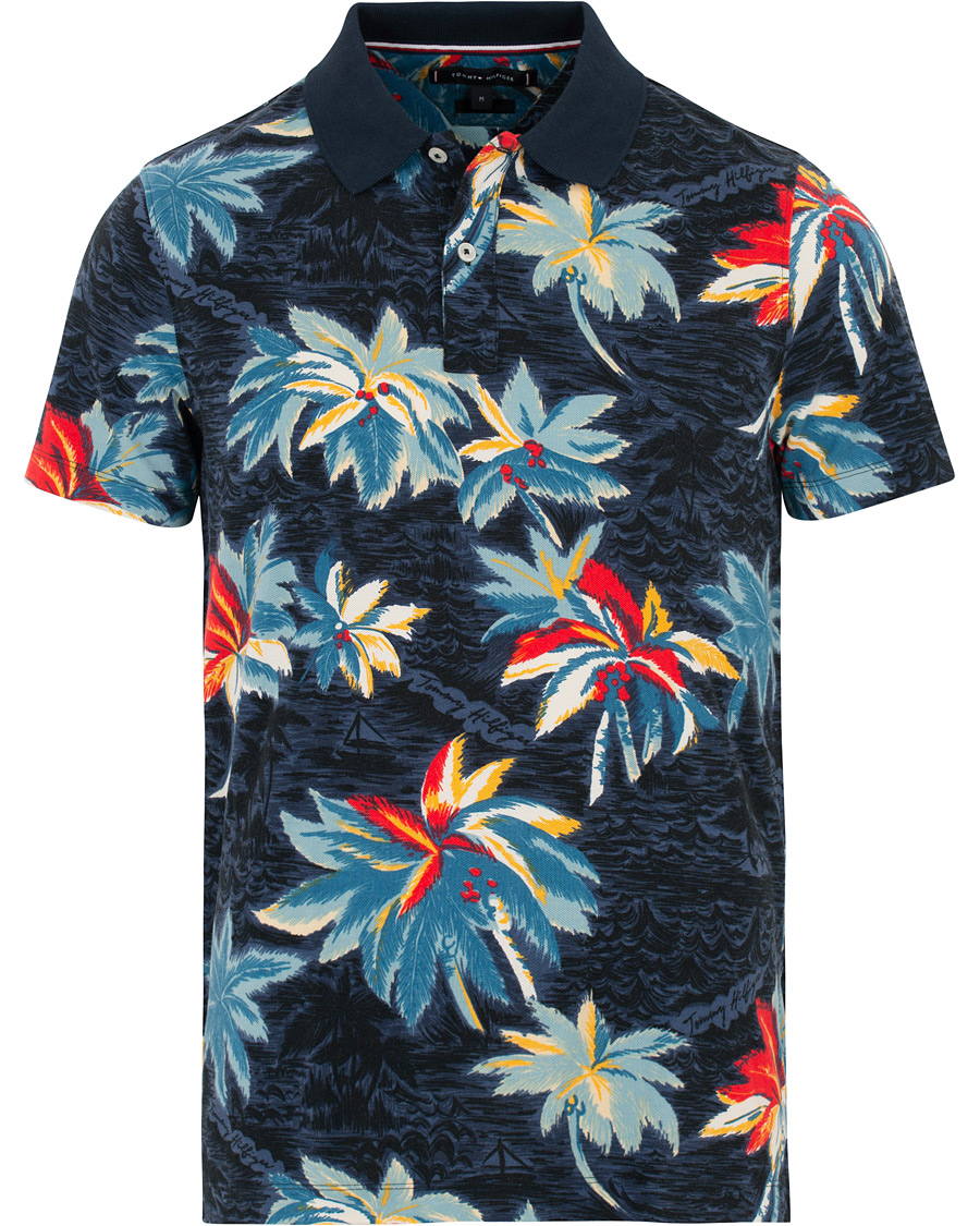 Homme | Polos | Tommy Hilfiger | All Over Flower Print Polo Vintage Indigo