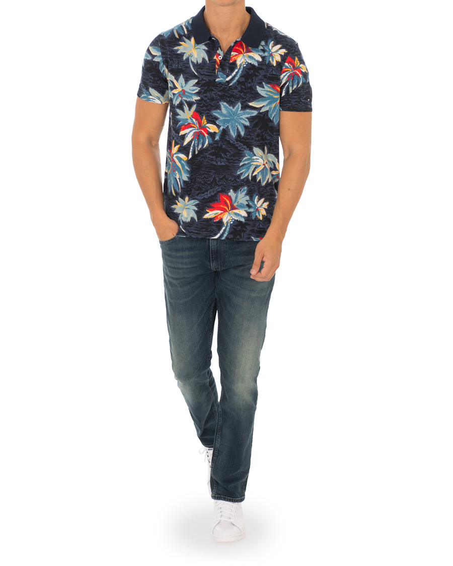 Homme | Polos | Tommy Hilfiger | All Over Flower Print Polo Vintage Indigo