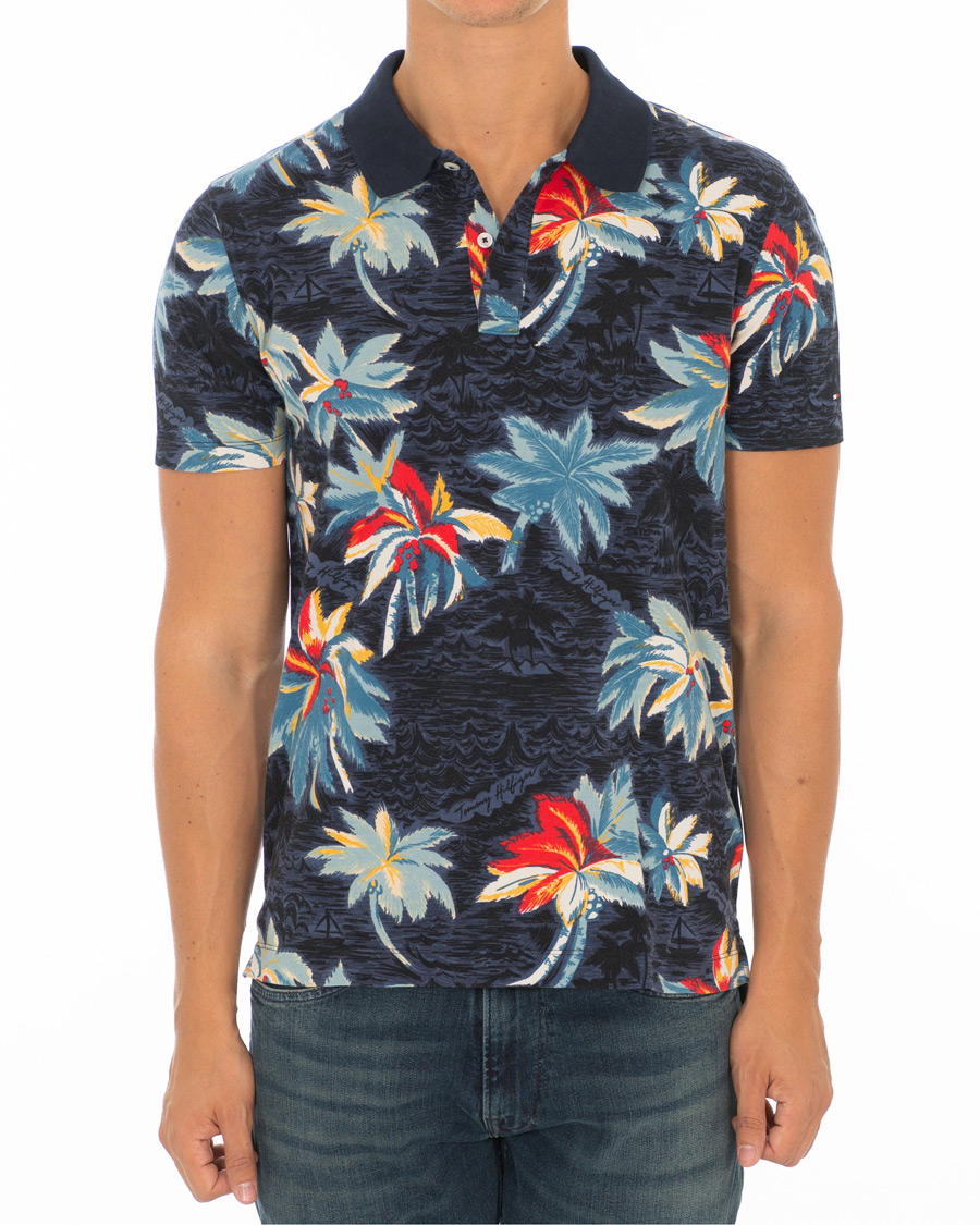 Homme | Polos | Tommy Hilfiger | All Over Flower Print Polo Vintage Indigo