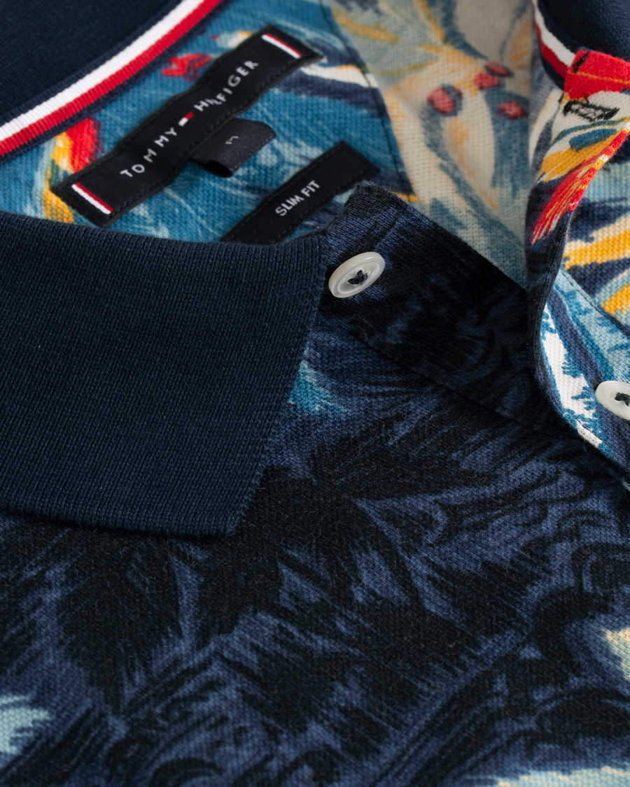 Homme | Polos | Tommy Hilfiger | All Over Flower Print Polo Vintage Indigo
