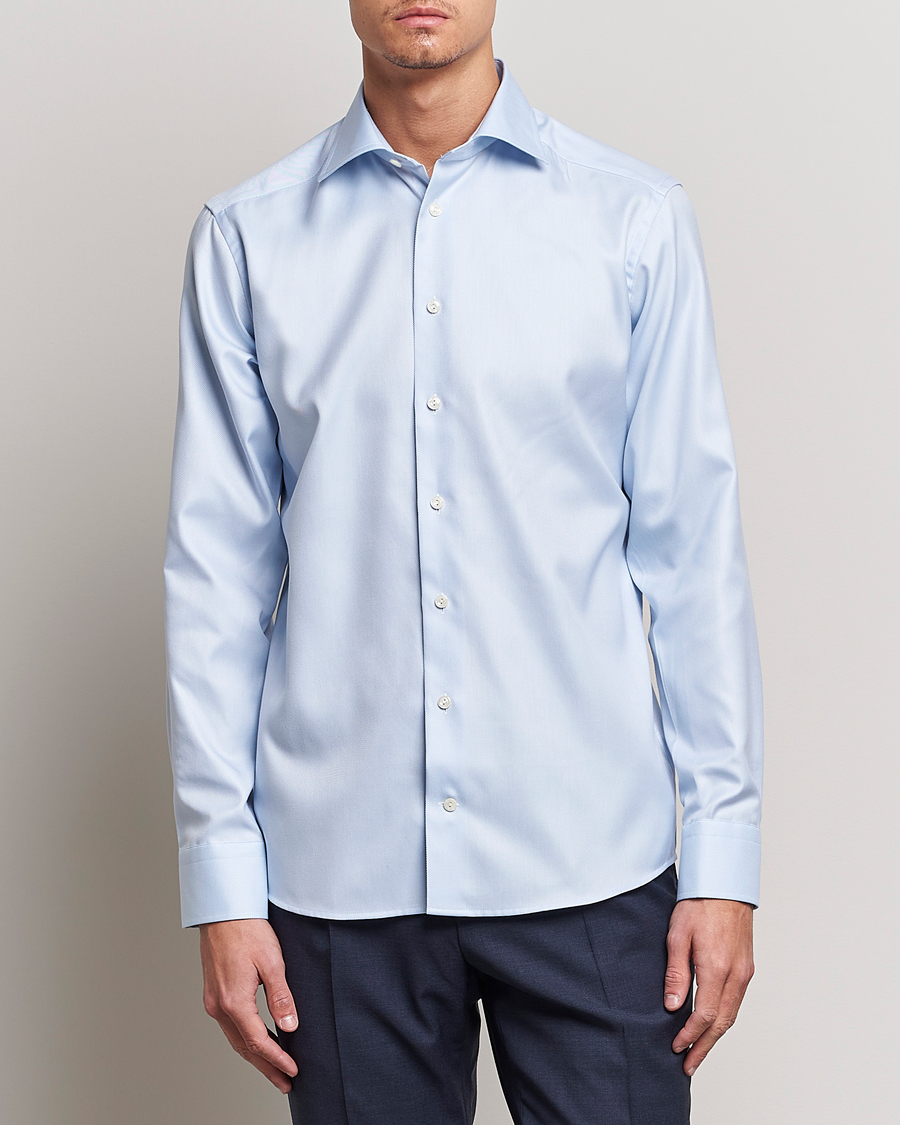 Homme | Chemises | Eton | Slim Fit Textured Twill Shirt Blue