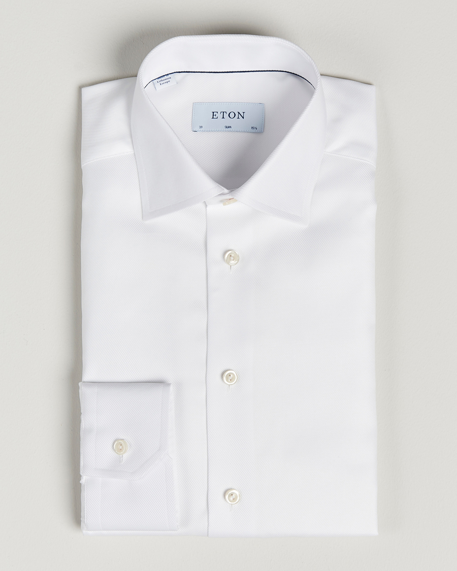 Homme | Chemises | Eton | Slim Fit Textured Twill Shirt White