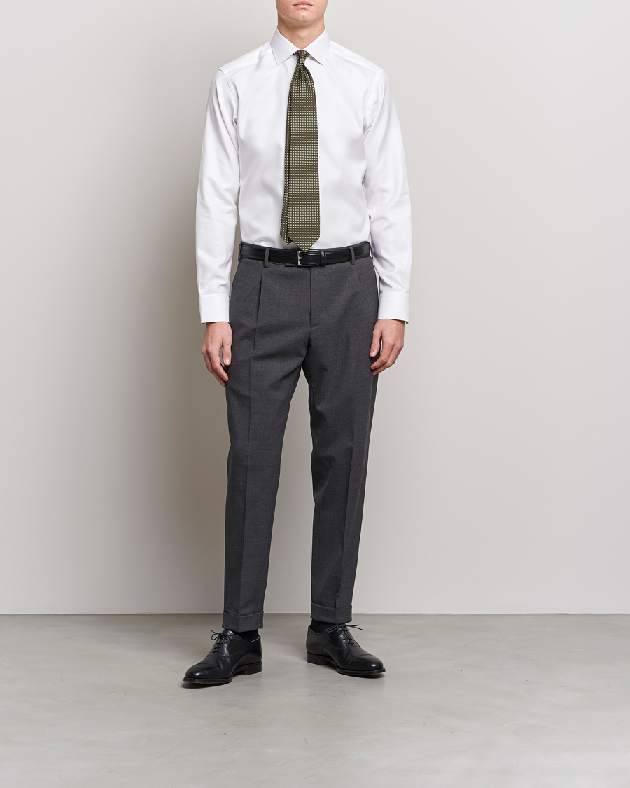 Homme |  | Eton | Slim Fit Textured Twill Shirt White