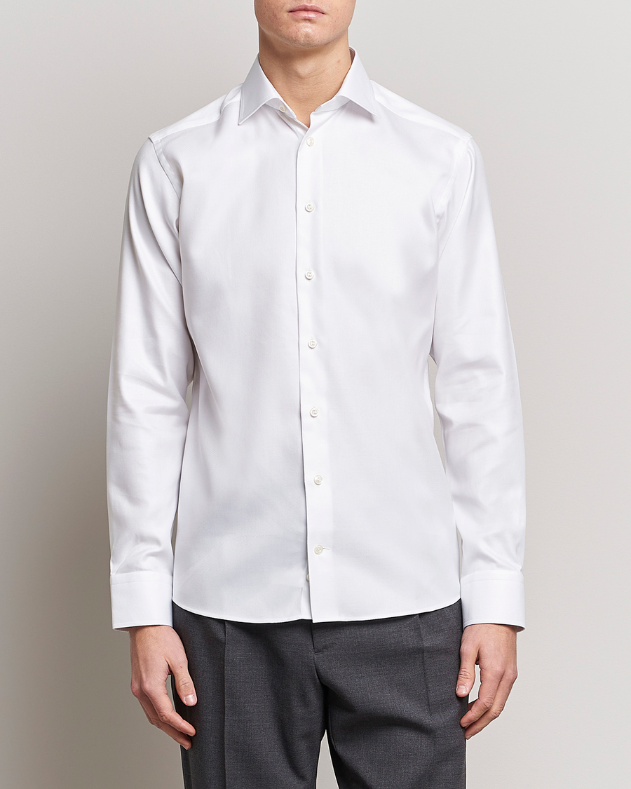 Homme | Chemises | Eton | Slim Fit Textured Twill Shirt White