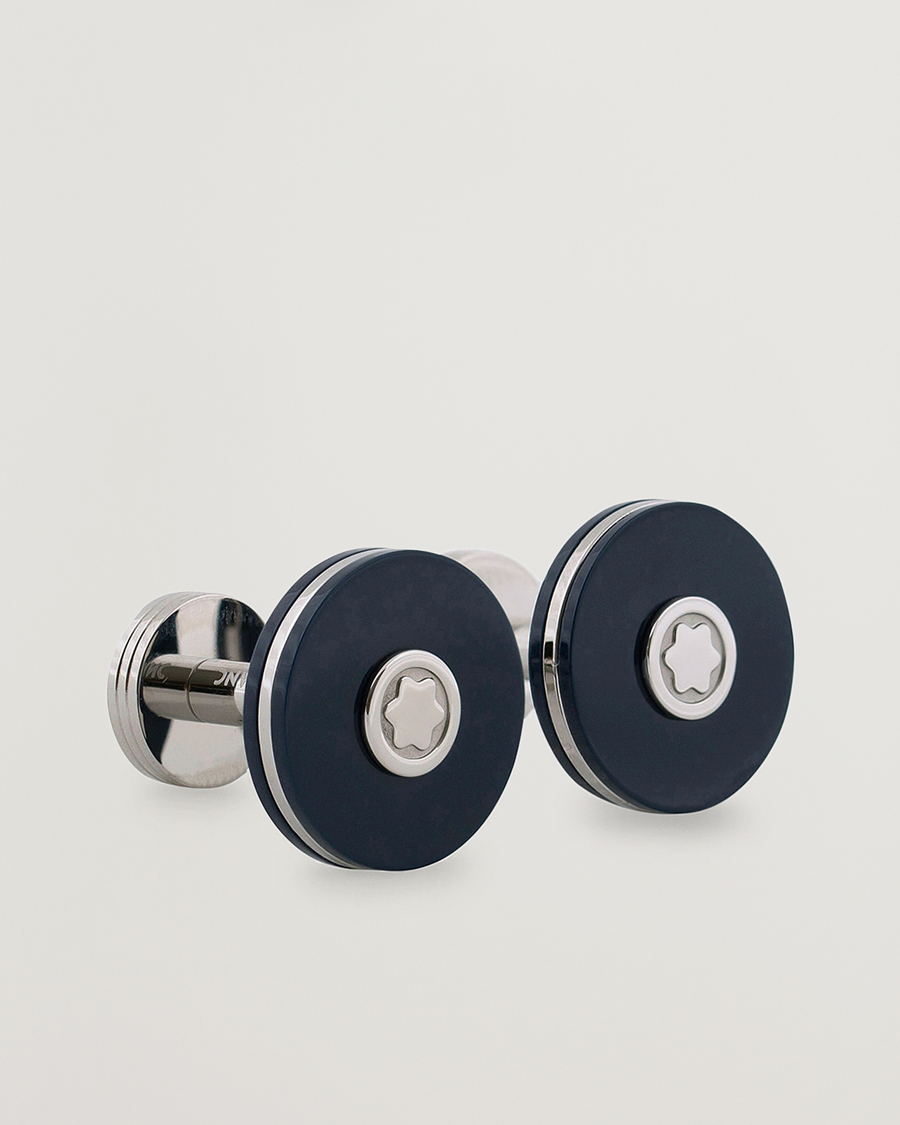 Homme | Montblanc PIX Steel Cufflinks Blue Resin | Montblanc | PIX Steel Cufflinks Blue Resin