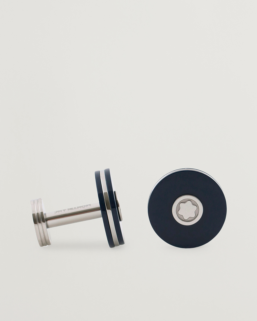 Homme | Montblanc PIX Steel Cufflinks Blue Resin | Montblanc | PIX Steel Cufflinks Blue Resin