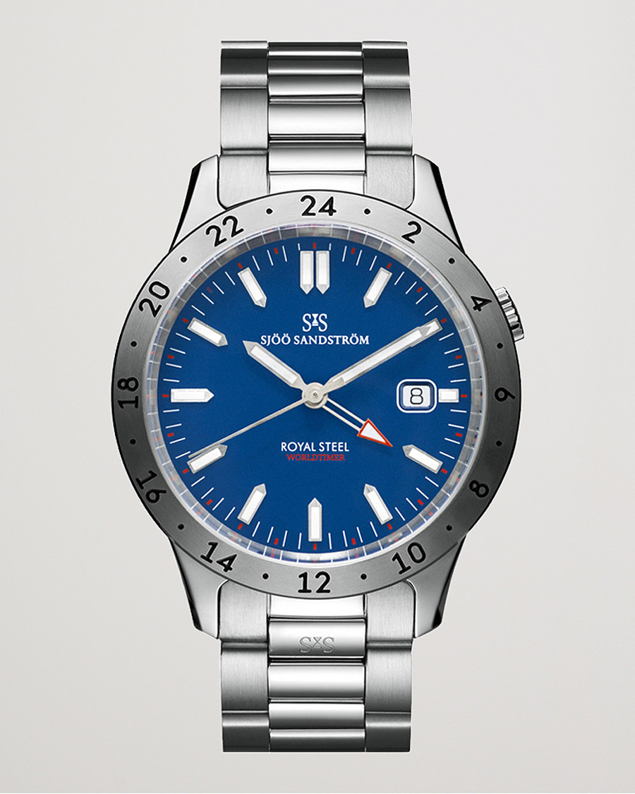 Homme | Sjöö Sandström Royal Steel Worldtimer 41mm Blue with Steel | Sjöö Sandström | Royal Steel Worldtimer 41mm Blue with Steel