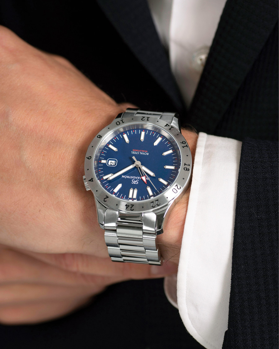 Homme | Sjöö Sandström Royal Steel Worldtimer 41mm Blue with Steel | Sjöö Sandström | Royal Steel Worldtimer 41mm Blue with Steel
