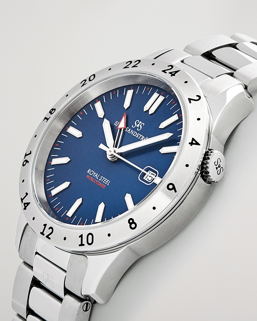 Homme | Sjöö Sandström Royal Steel Worldtimer 41mm Blue with Steel | Sjöö Sandström | Royal Steel Worldtimer 41mm Blue with Steel