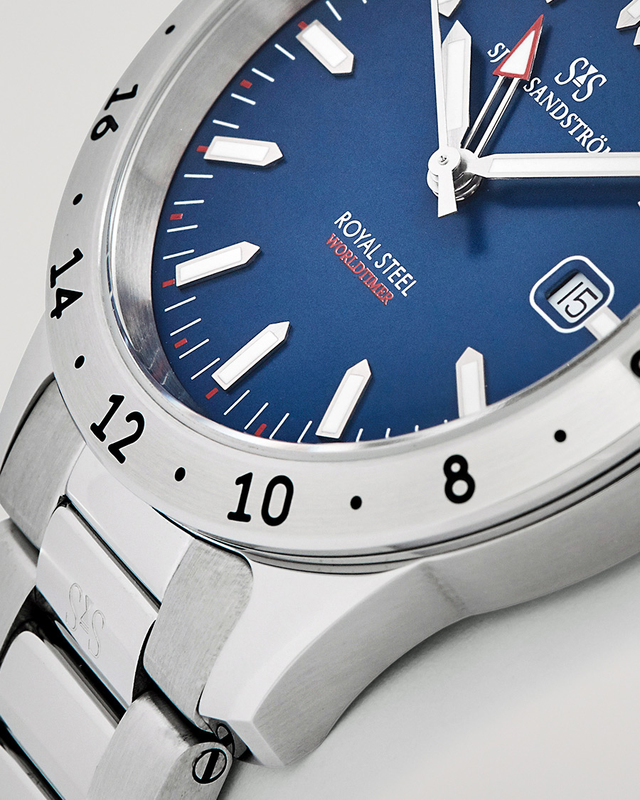 Homme | Sjöö Sandström Royal Steel Worldtimer 41mm Blue with Steel | Sjöö Sandström | Royal Steel Worldtimer 41mm Blue with Steel