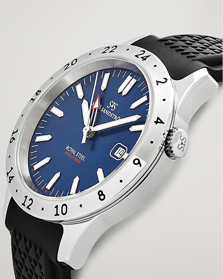 Homme | Sjöö Sandström Royal Steel Worldtimer 41mm Blue with Rubber | Sjöö Sandström | Royal Steel Worldtimer 41mm Blue with Rubber