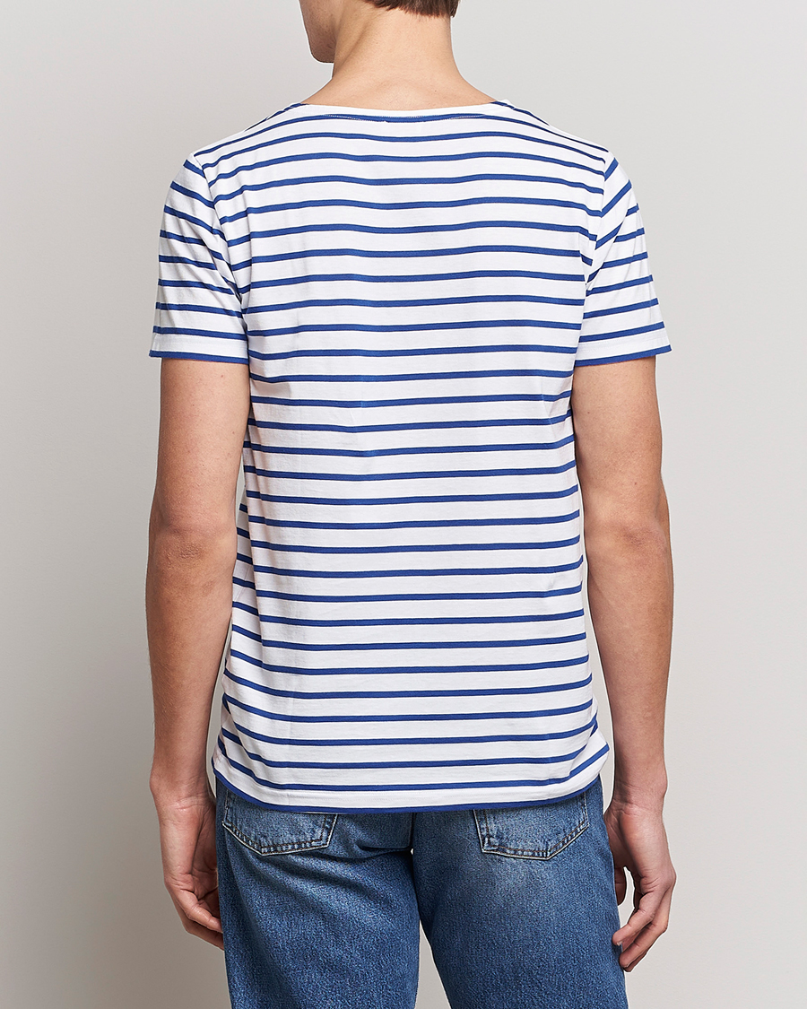 Homme | T-shirts | Armor-lux | Hoëdic Boatneck Héritage Stripe T-shirt White/Blue