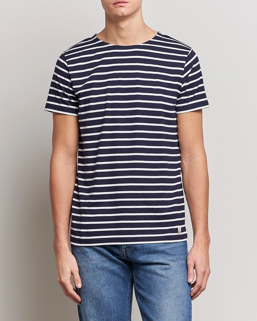 Homme | T-shirts À Manches Courtes | Armor-lux | Hoëdic Boatneck Héritage Stripe T-shirt Navy/White
