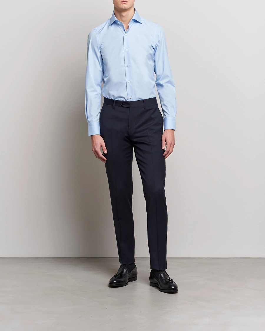 Homme | Chemises D'Affaires | Finamore Napoli | Milano Slim Fit Classic Shirt Light Blue
