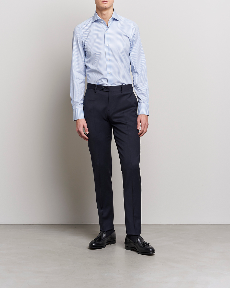 Homme | Chemises D'Affaires | Finamore Napoli | Milano Slim Fit Classic Shirt Blue