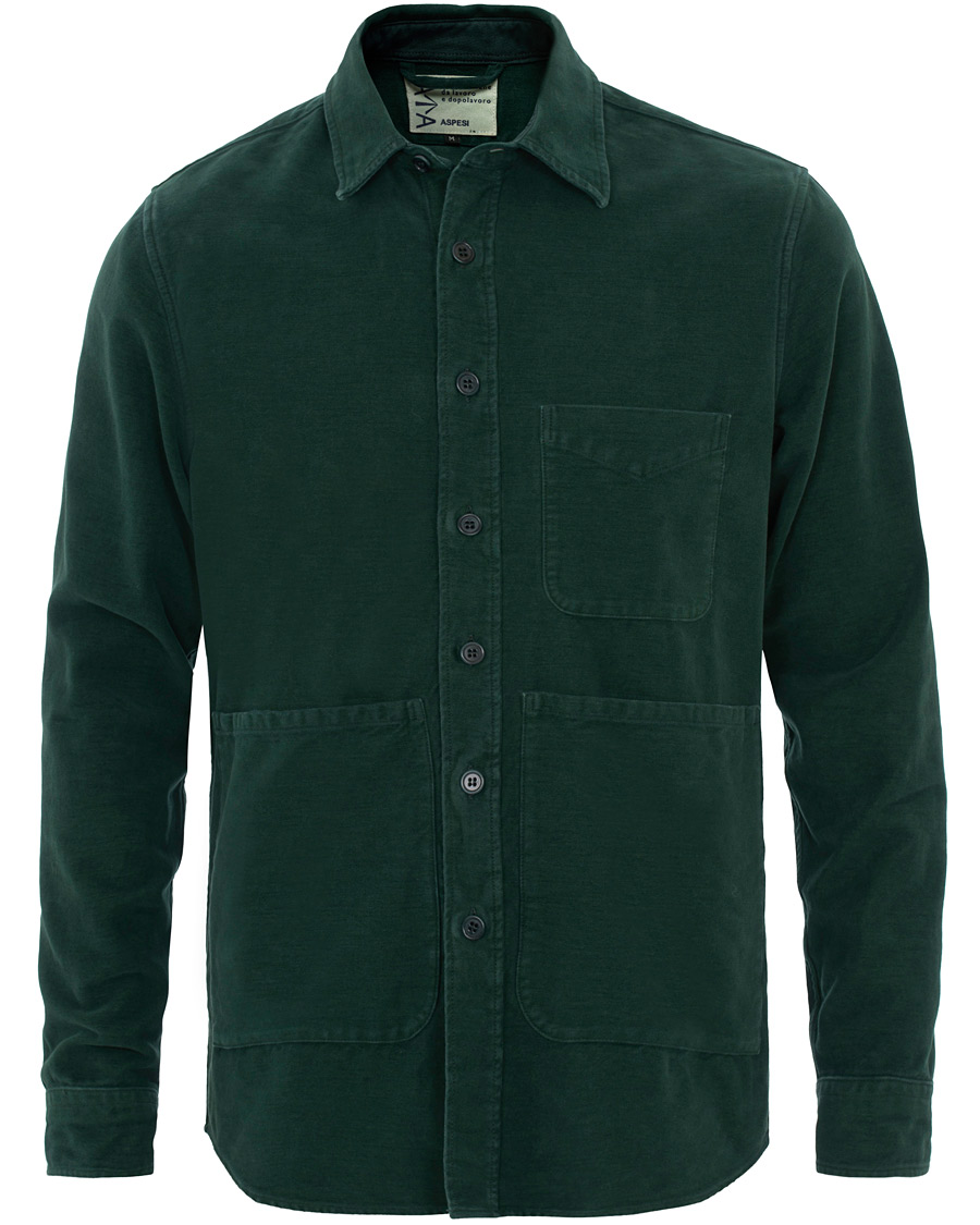 Homme | Chemises | Aspesi | Garment Dyed Cotton Shirt Jacket Dark Green