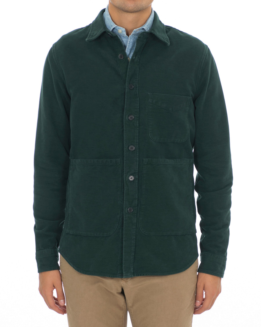 Homme | Chemises | Aspesi | Garment Dyed Cotton Shirt Jacket Dark Green
