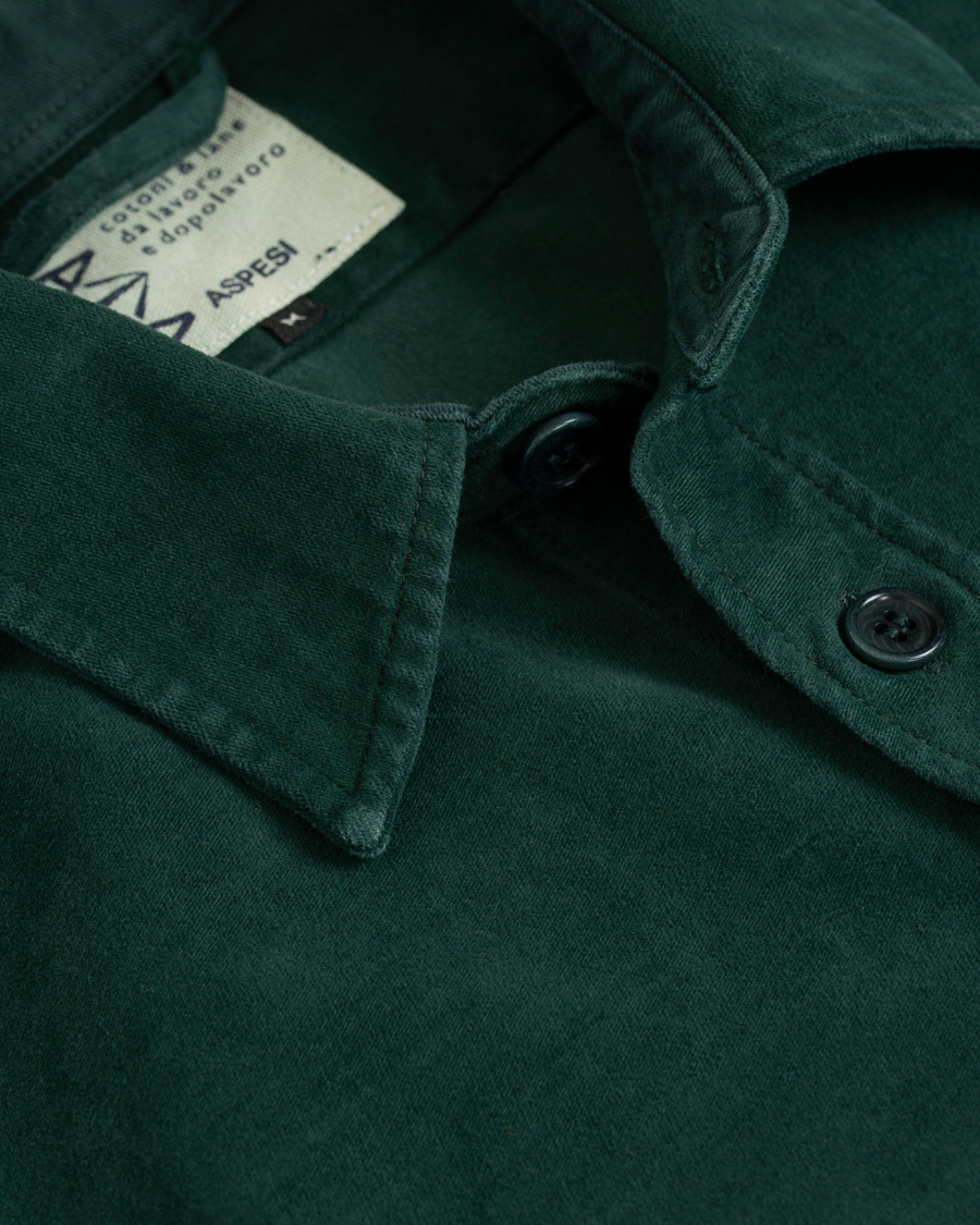 Homme | Chemises | Aspesi | Garment Dyed Cotton Shirt Jacket Dark Green