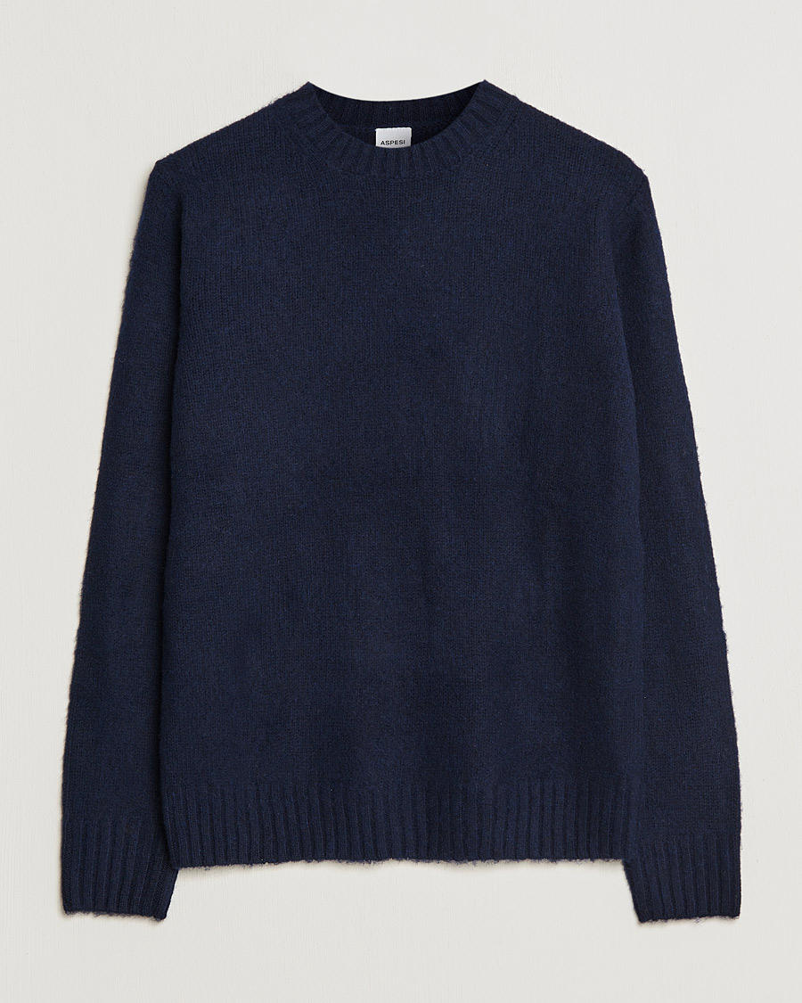 Homme | Pulls Et Tricots | Aspesi | Brushed Shetland Sweater Navy