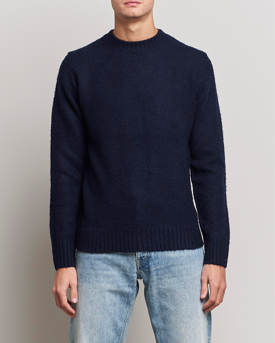 Homme | Pulls Et Tricots | Aspesi | Brushed Shetland Sweater Navy
