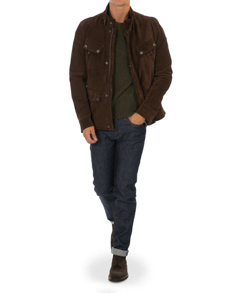 Homme | Manteaux Et Vestes | Belstaff | Denesmere Suede Field Jacket Chocolate Brown