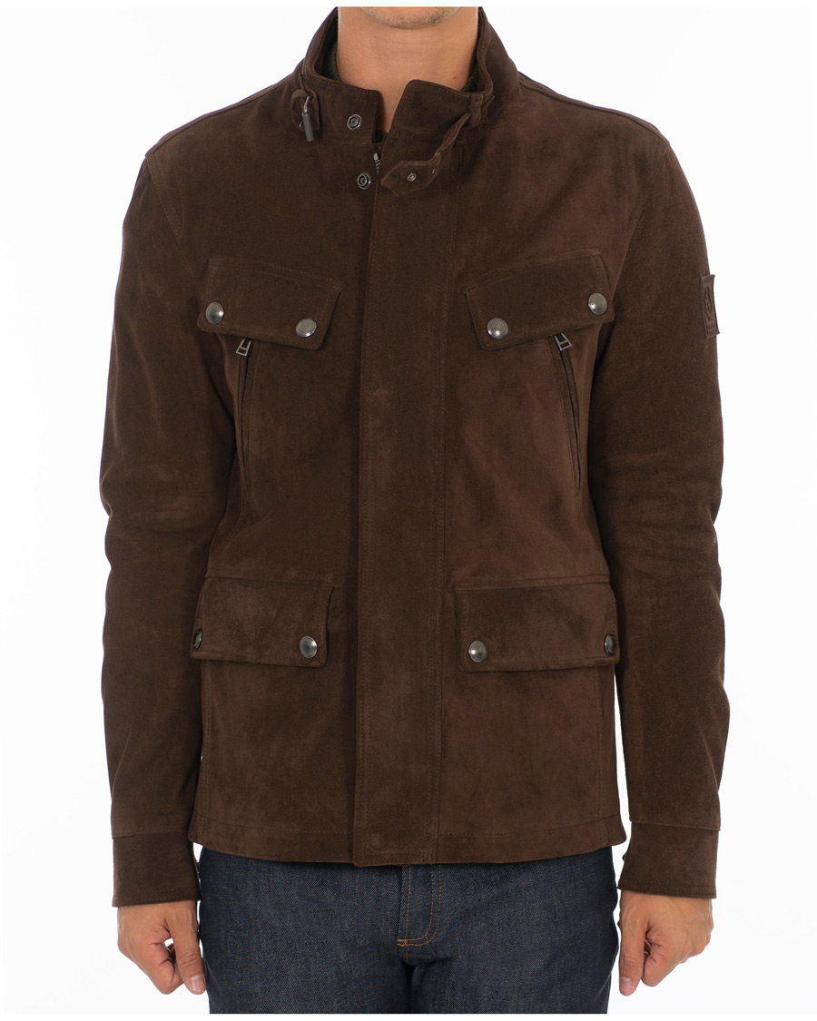 Homme | Manteaux Et Vestes | Belstaff | Denesmere Suede Field Jacket Chocolate Brown
