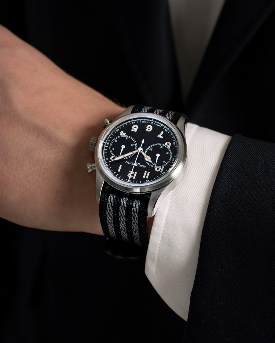 Homme | Fine watches | Montblanc | 1858 Steel Automatic Chronograph 42mm Black Dial