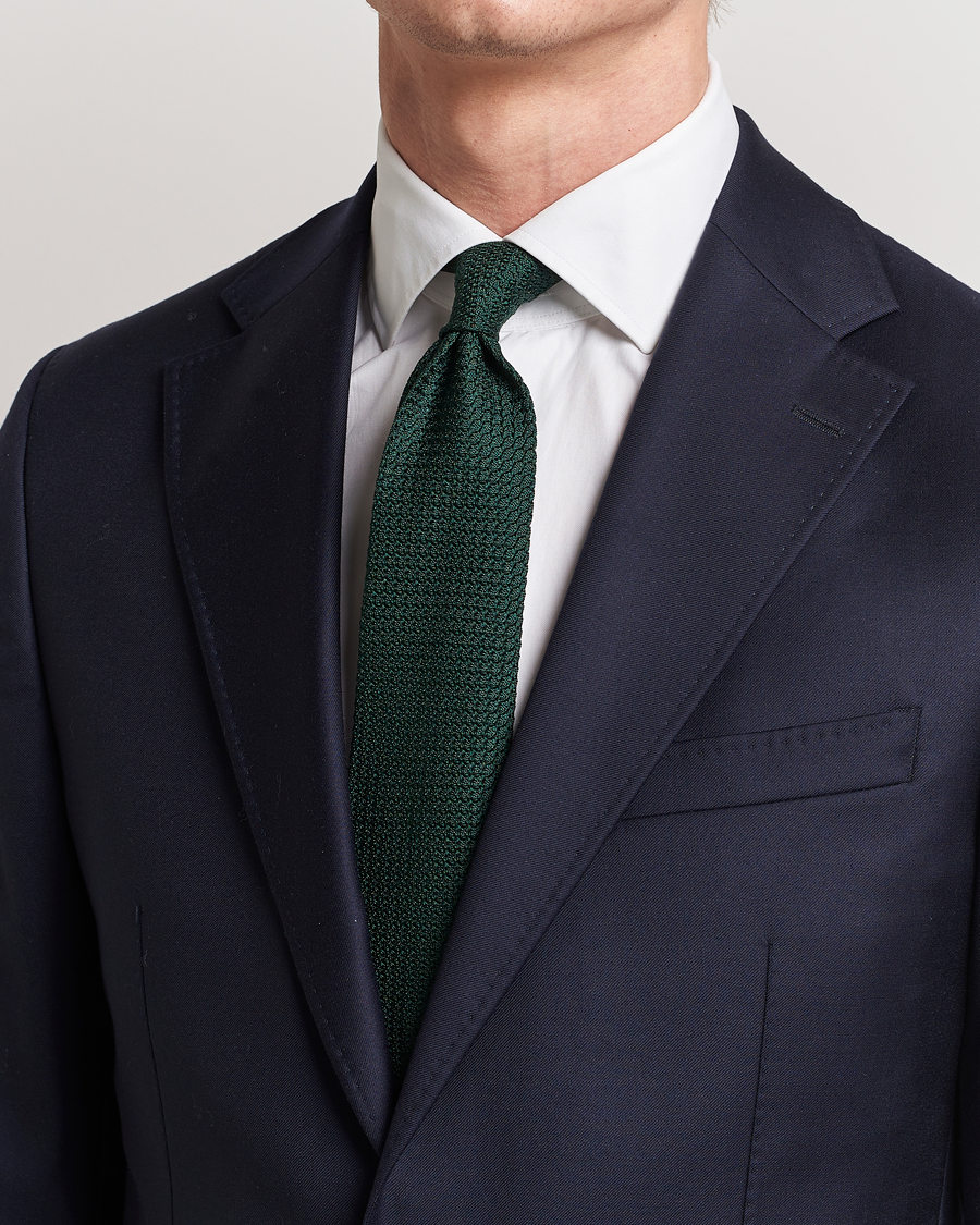 Men | Dark Suit | Amanda Christensen | Silk Grenadine 8 cm Tie Green