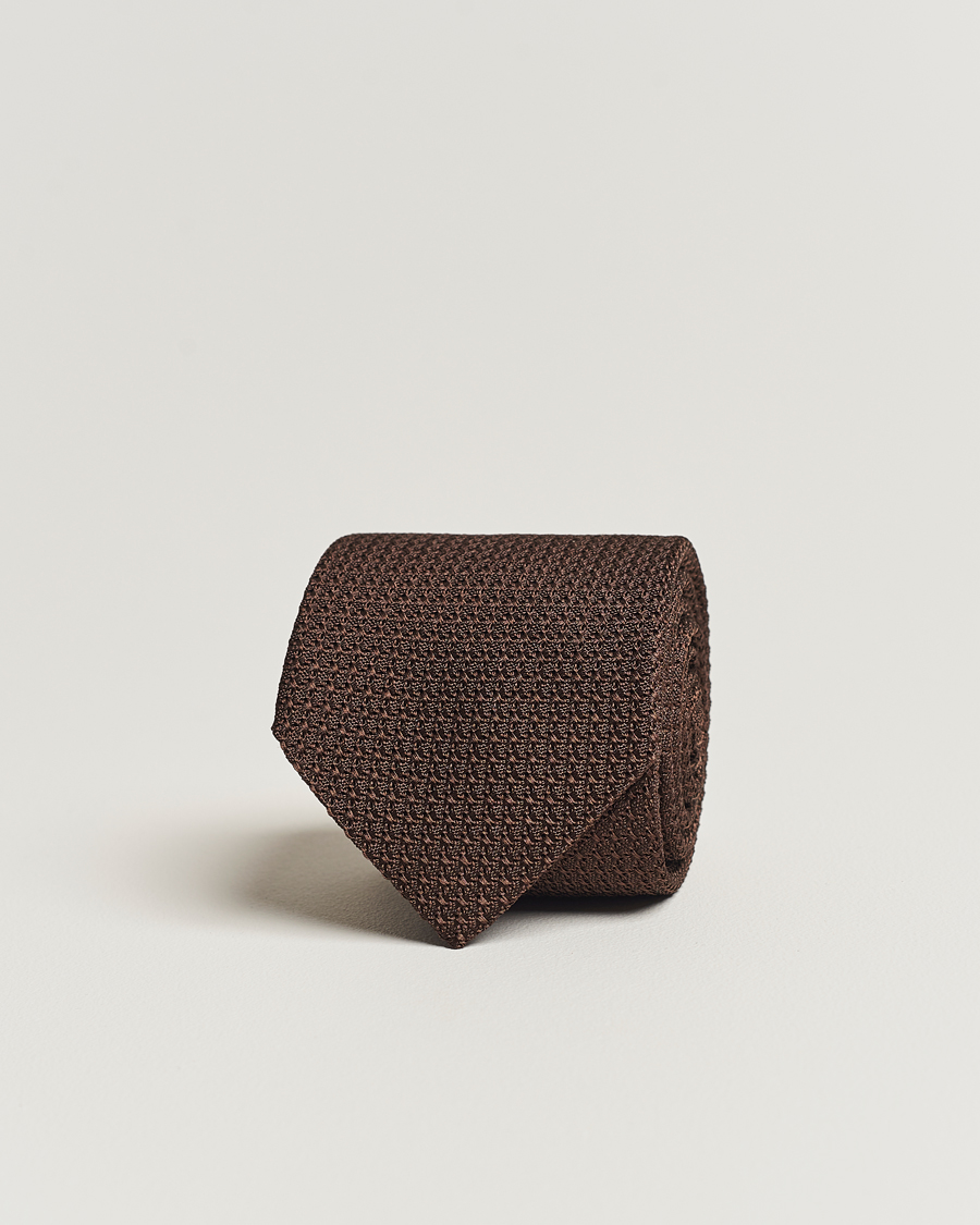 Homme | Cravates | Amanda Christensen | Silk Grenadine 8 cm Tie Brown