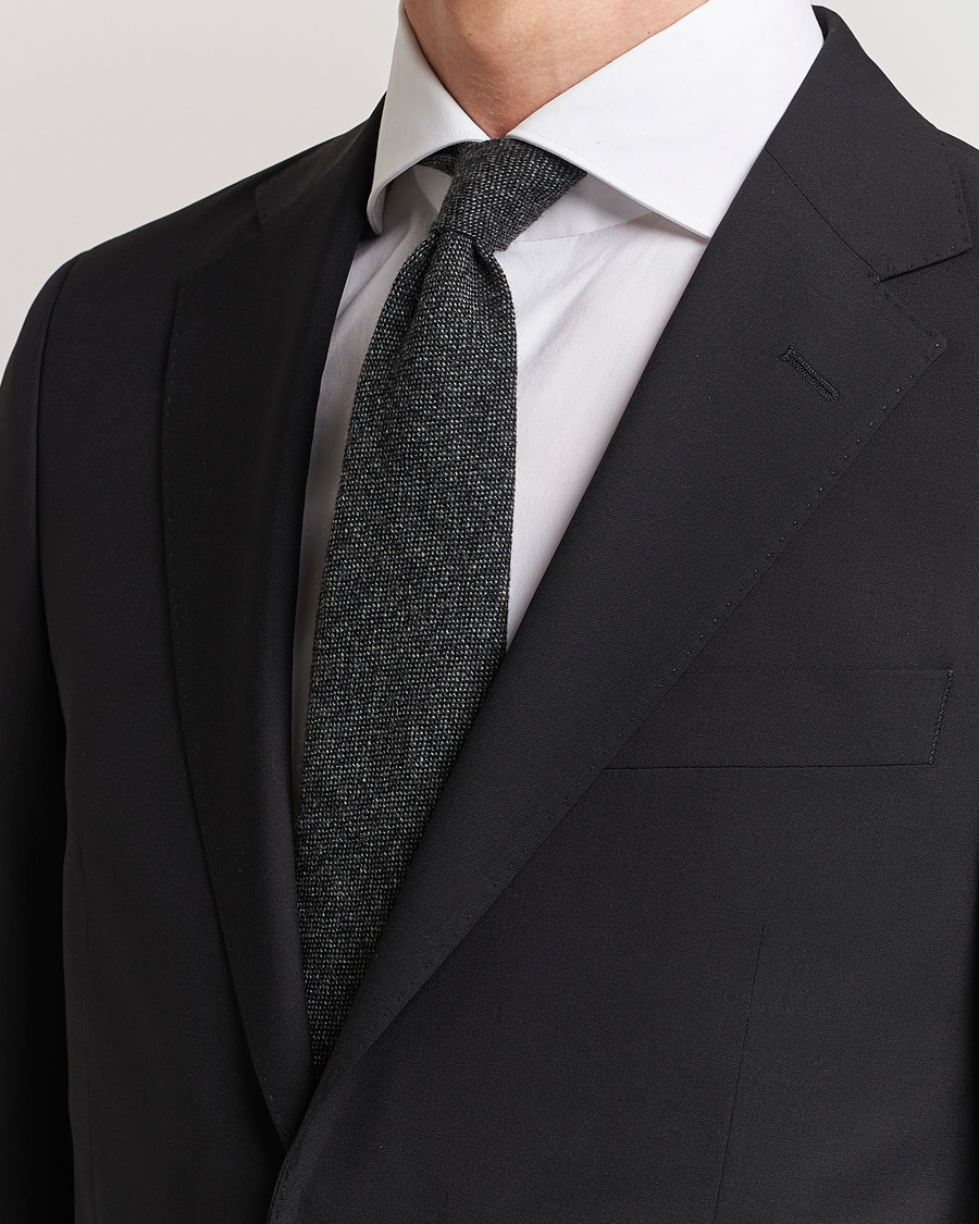 Homme | Cravates | Drake's | Cashmere 8 cm Tie Grey/Black