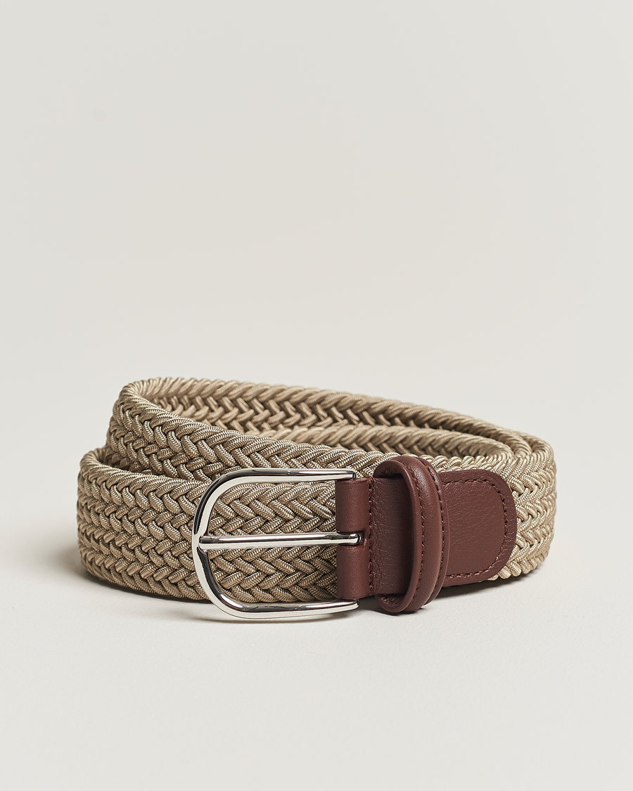 Homme | Ceintures | Anderson's | Stretch Woven 3,5 cm Belt Beige